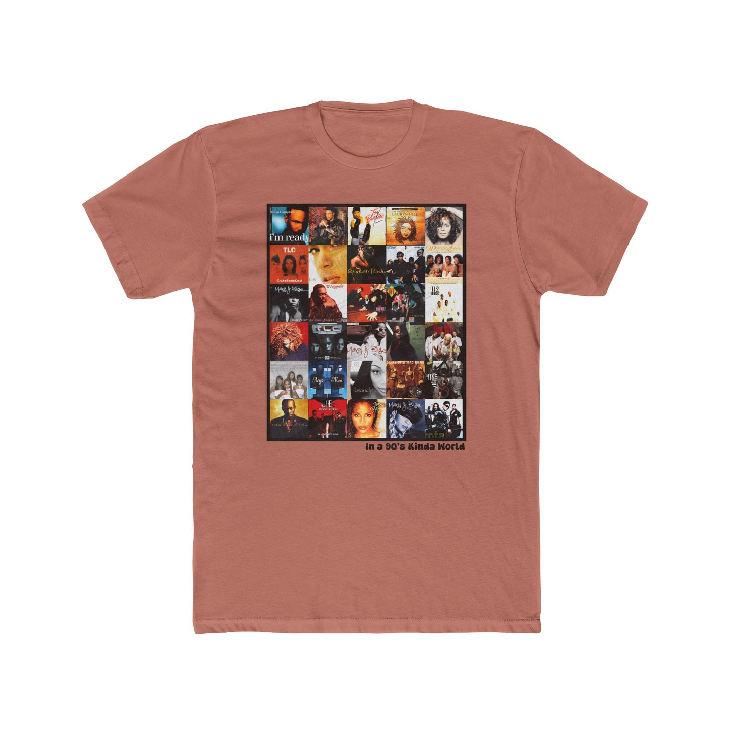 "In a 90's Kinda World" — 90's RnB Greatest Albums Tee Cotton Crew