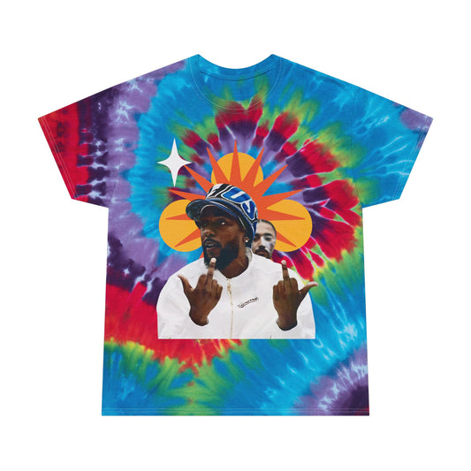 Spiral Tie-Dye Kung Fu Kenny Tee — Bold Hip-Hop Photo Graphic