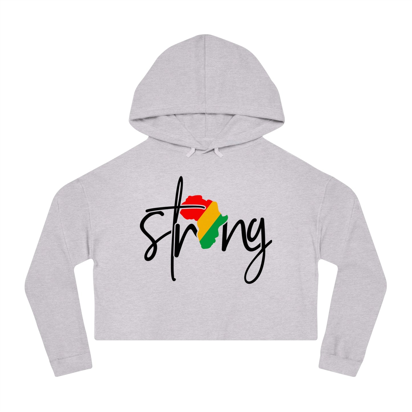 Cropped Hoodie - "Strong" Africa Map Graphic (Red, Yellow, Green)