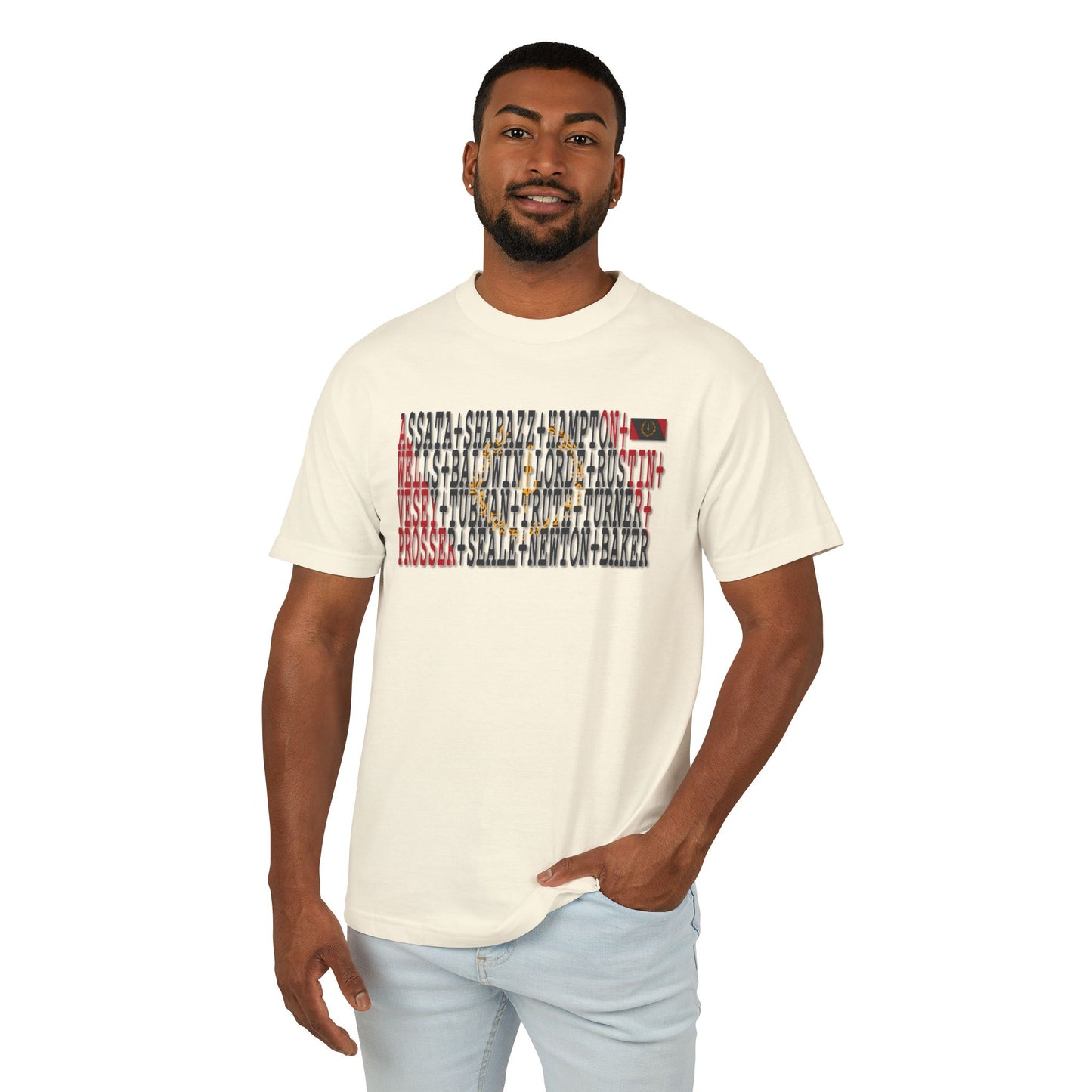 Black American Heritage Flag T-Shirt — Black Freedom Fighters Names Tee