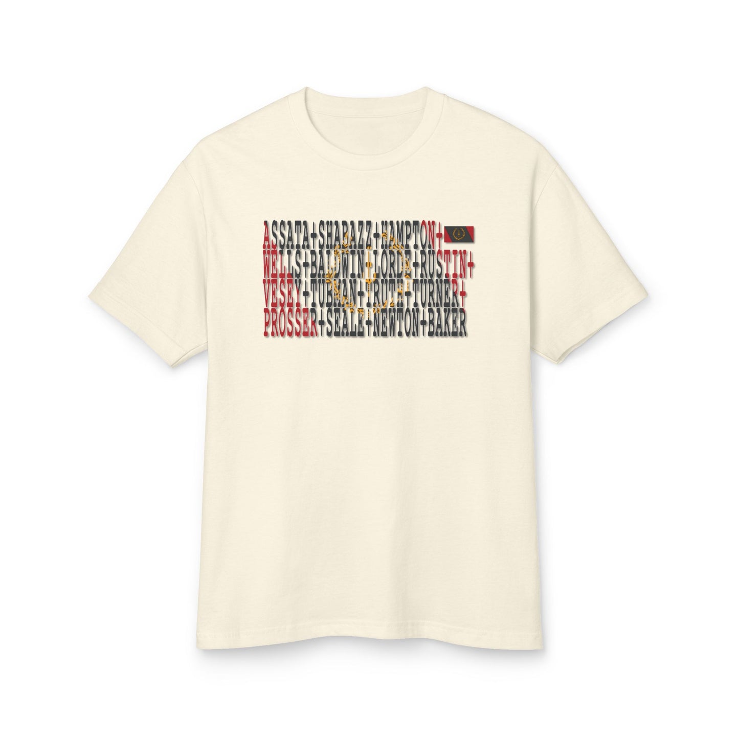 Black American Heritage Flag T-Shirt — Black Freedom Fighters Names Tee