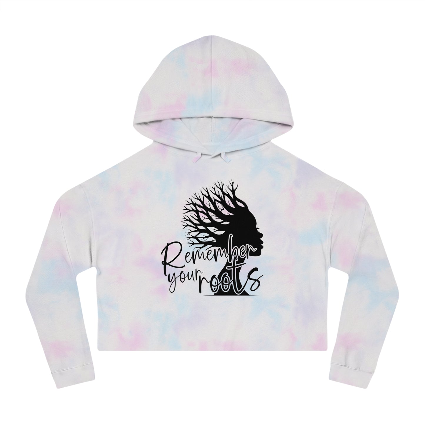 Cropped Hoodie — "Remember Your Roots" Silhouette Graphic