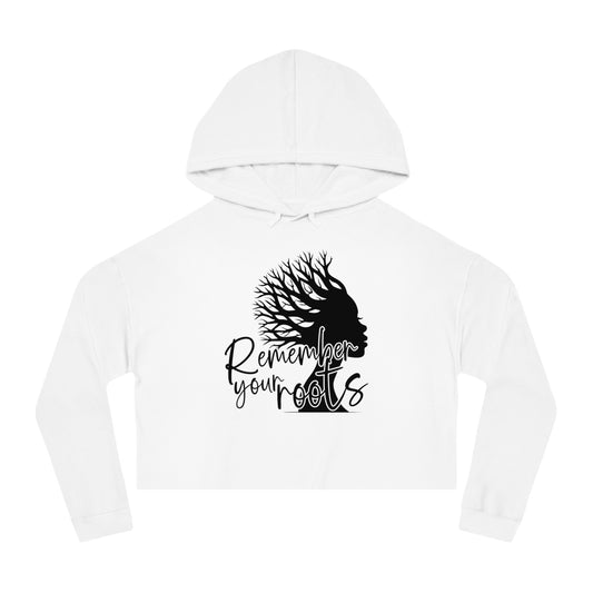 Cropped Hoodie — "Remember Your Roots" Silhouette Graphic