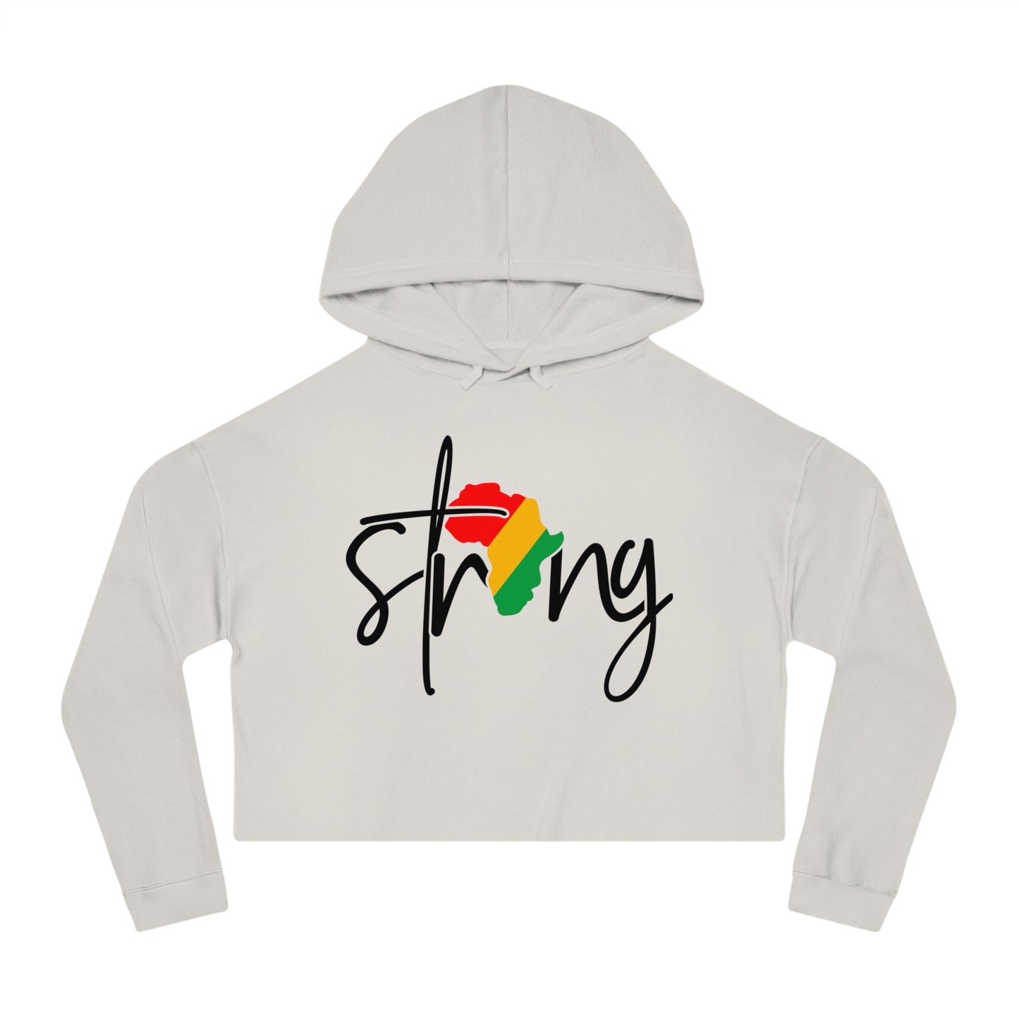 Cropped Hoodie - "Strong" Africa Map Graphic (Red, Yellow, Green)
