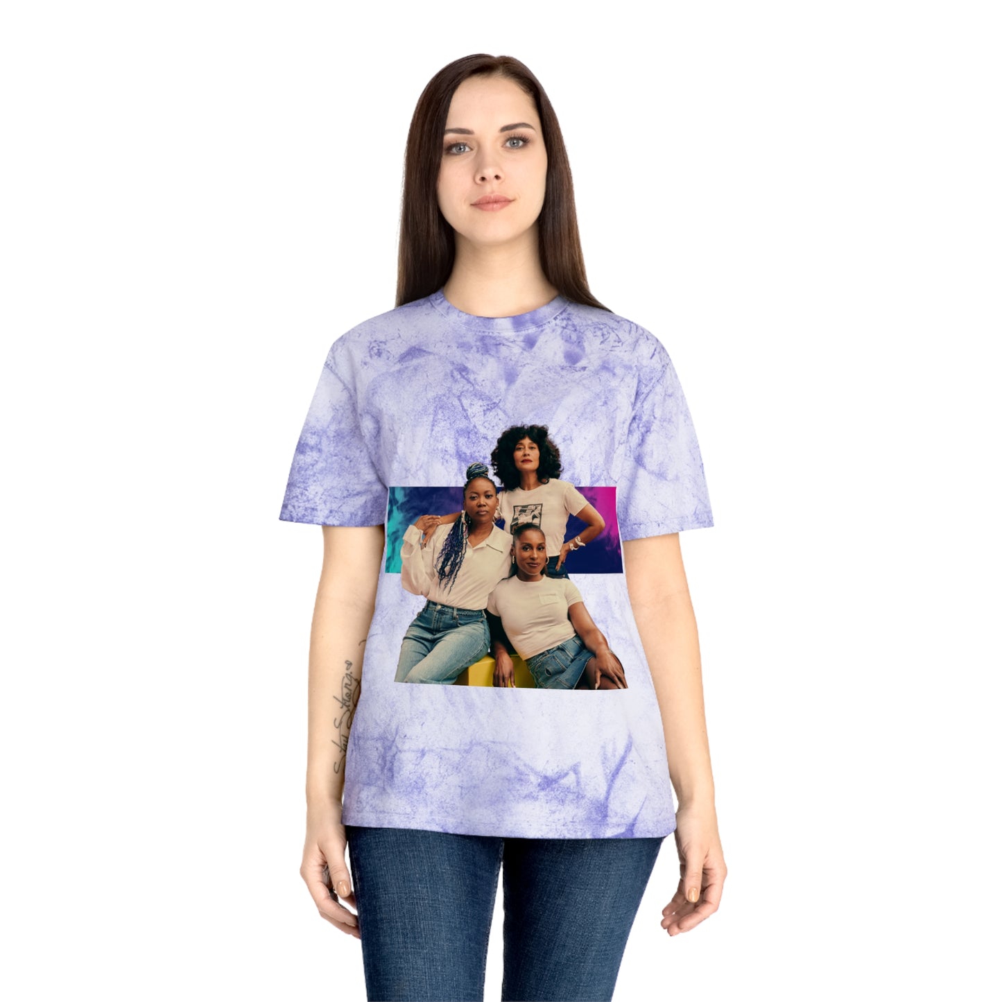 Black Women in Media Photo Tee — Vintage Tie-Dye Crewneck
