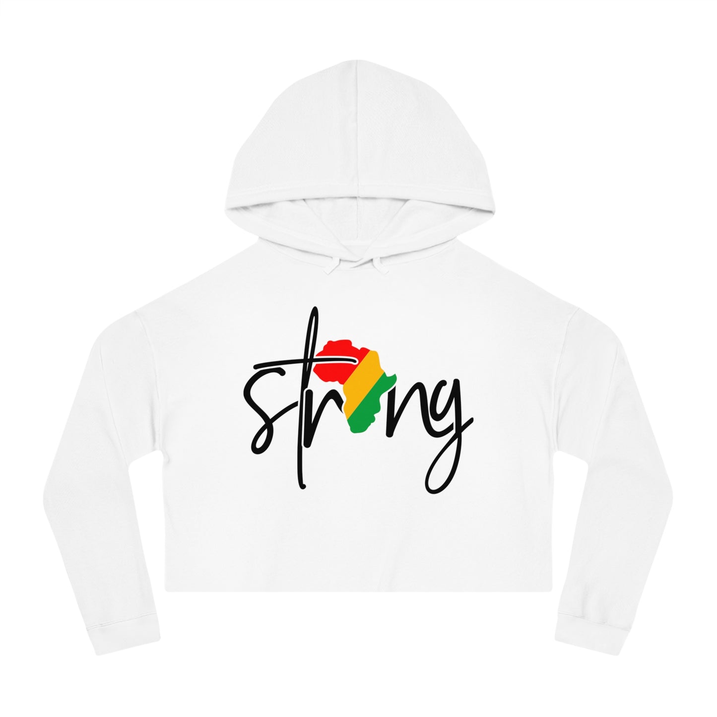 Cropped Hoodie - "Strong" Africa Map Graphic (Red, Yellow, Green)
