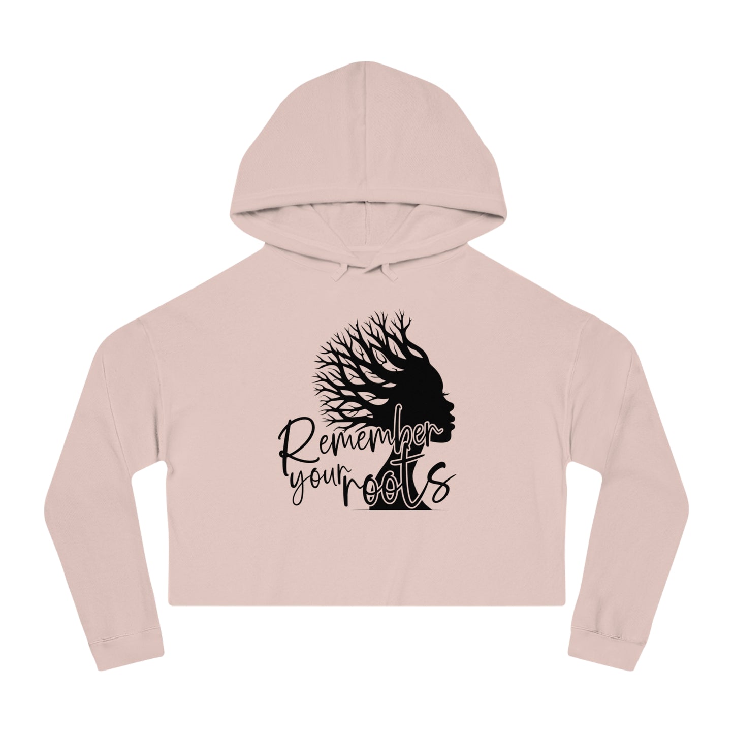Cropped Hoodie — "Remember Your Roots" Silhouette Graphic
