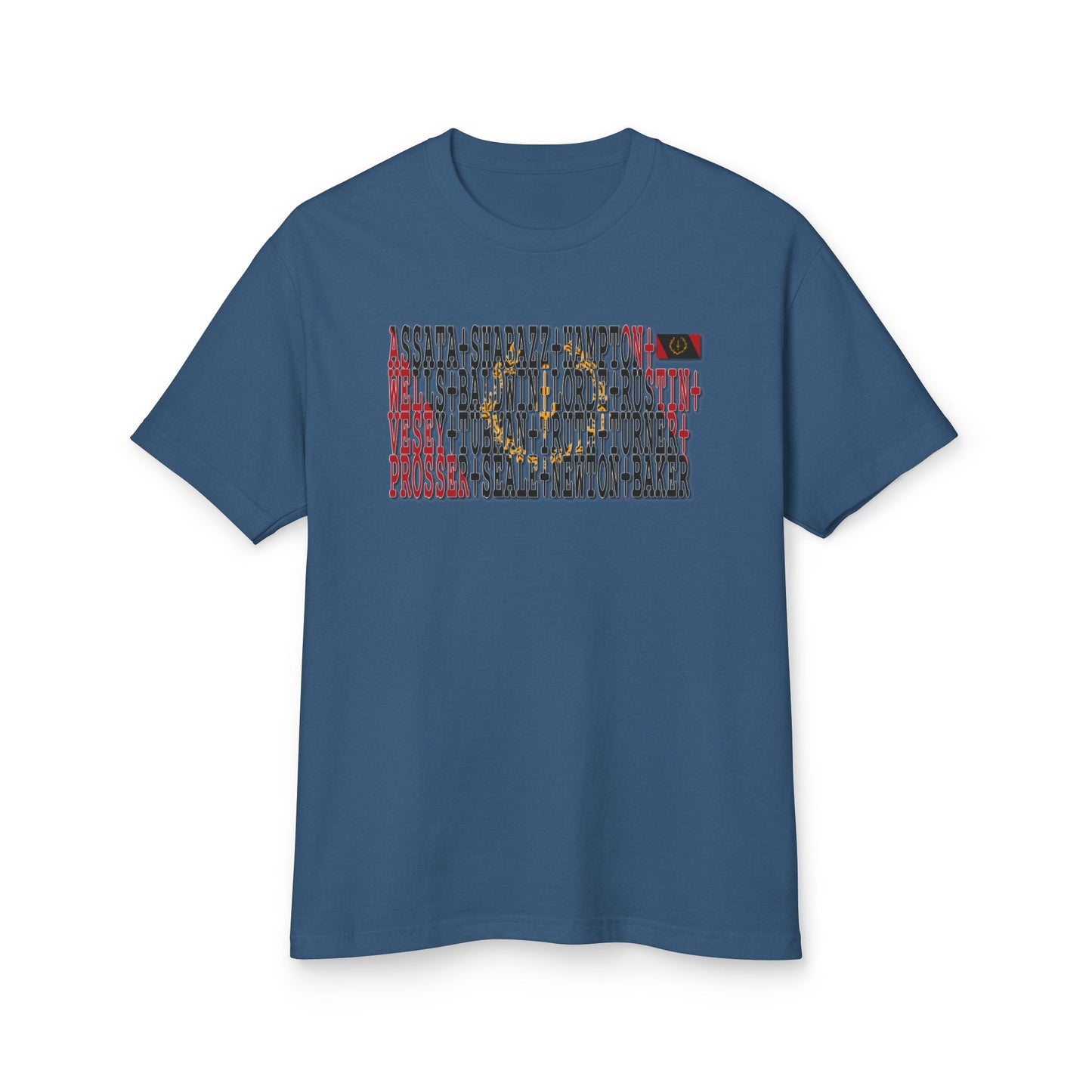 Black American Heritage Flag T-Shirt — Black Freedom Fighters Names Tee