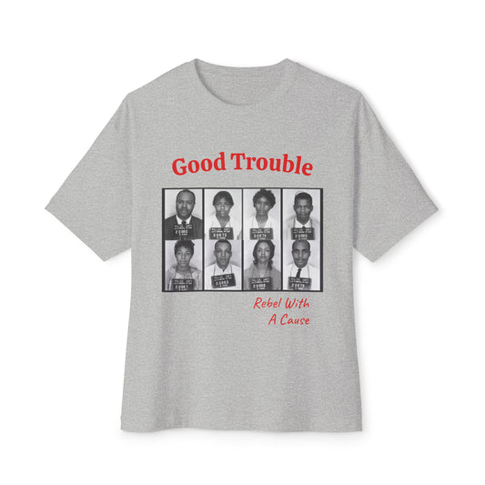 Boxy Tee — "Good Trouble" Civil Rights Mugshots Graphic