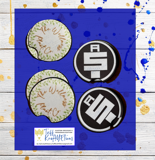 Custom Car Coasters & Car Freshener Set