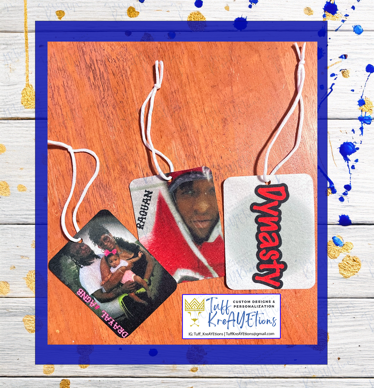 Custom Car Coasters & Car Freshener Set